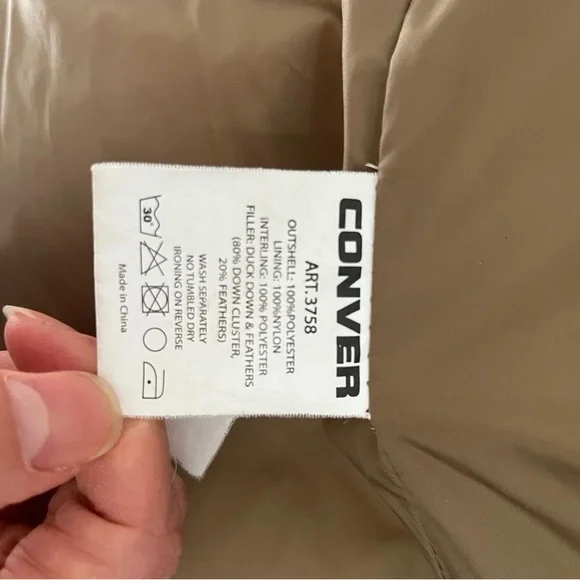 Women's Tan Puffer winter Coat with natural Fur Collar S/M - Picture 4 of 8